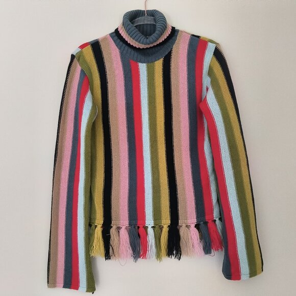 Derek Heart  Long Sleeve Chunky Knit Striped Sweater Size L (runs smaller) - Picture 1 of 3